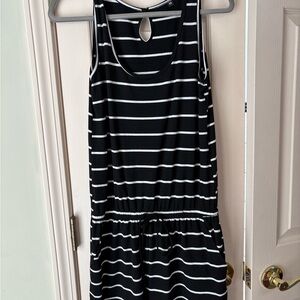 Black and White Striped Tank Sleeveless Romper